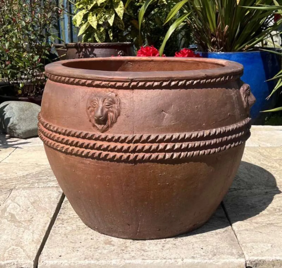 Aged Terracotta Lion Mask Bowl