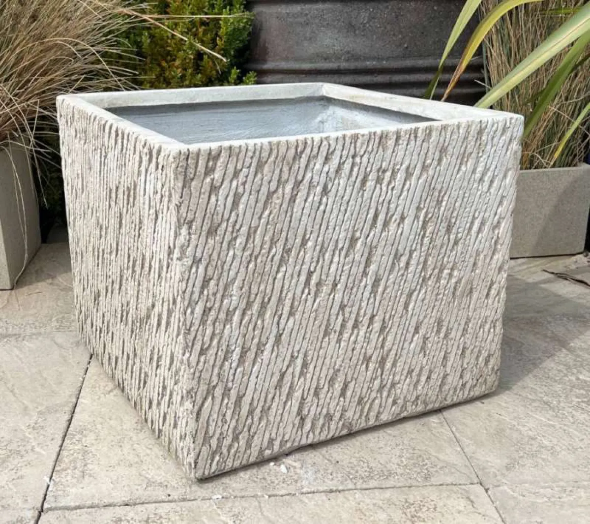 White Ribbed Cube Planter