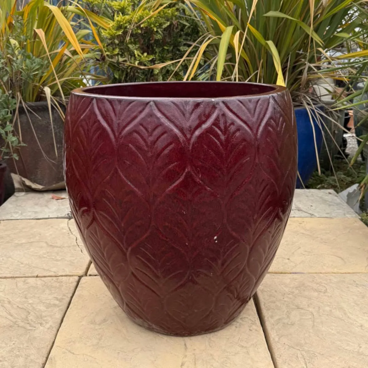 Ox-Blood Glazed Embossed Jar