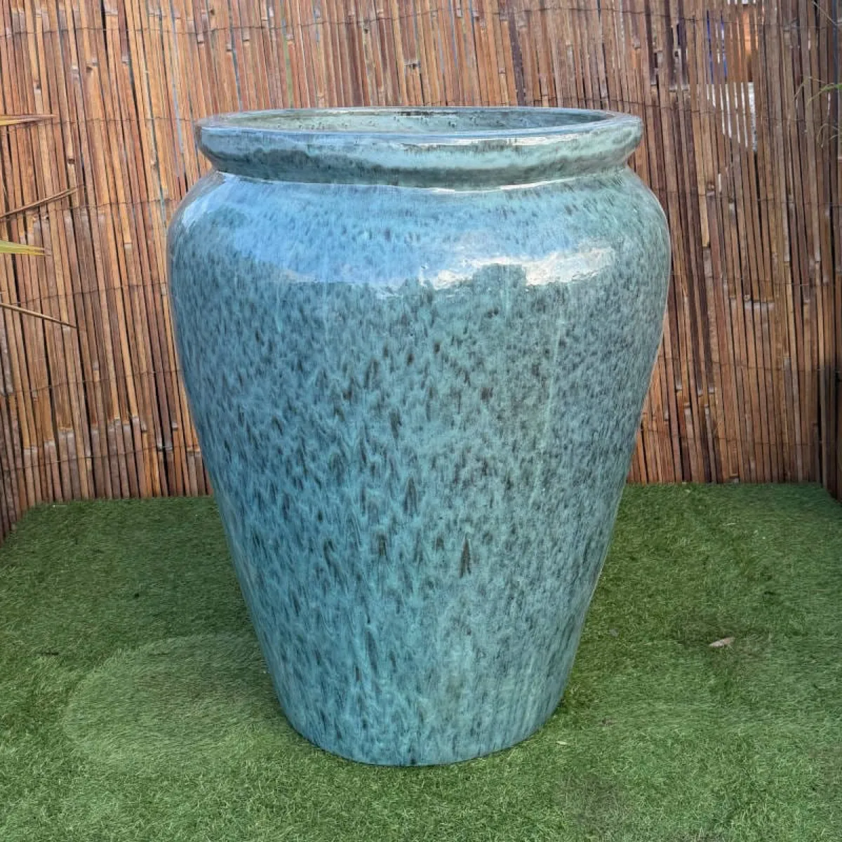 Mottled Sea-Green Glazed Water Jar