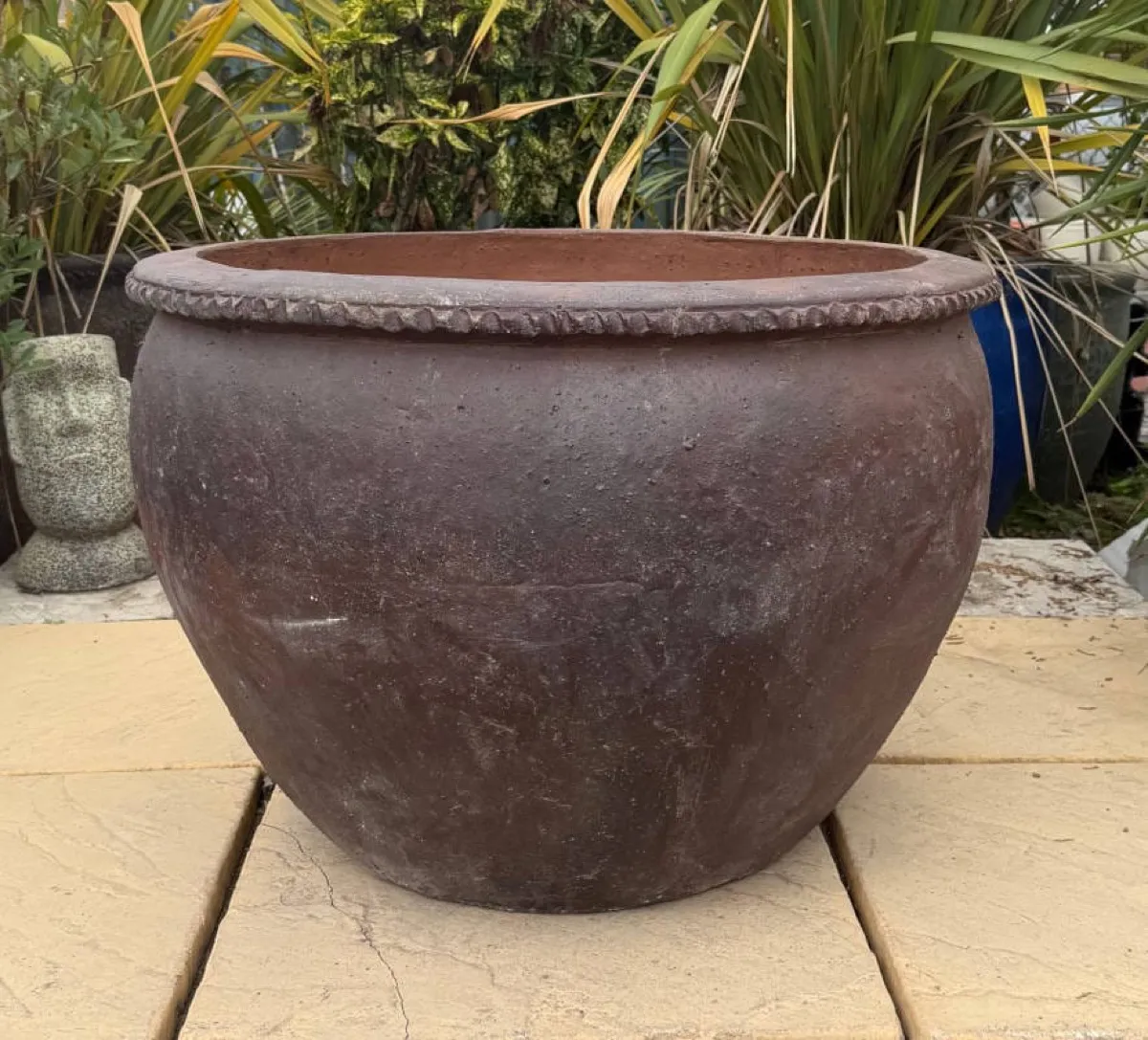 Aged Clay Beaded-Rim Bowl