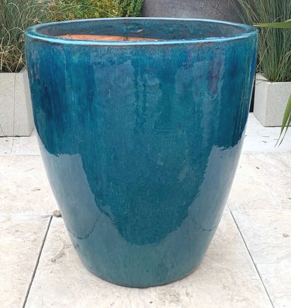 Tall Verdigris Glazed Egg Pot